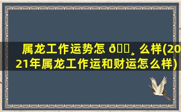 属龙工作运势怎 🌸 么样(2021年属龙工作运和财运怎么样)